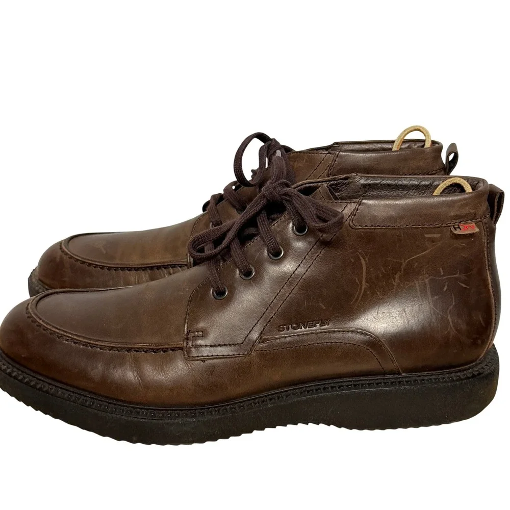 Stonefly Brown Leather Moc Toe Chukka Boots Men's‎ EU 44 10.5-11